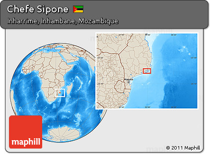 Shaded Relief Location Map of Chefe Sipone