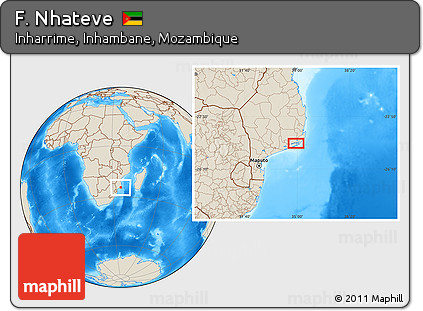 Shaded Relief Location Map of F. Nhateve