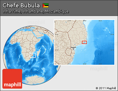 Shaded Relief Location Map of Chefe Bubula