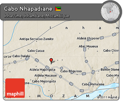 Shaded Relief Map of Cabo Nhapadiane