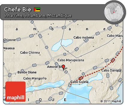 Shaded Relief Map of Chefe Bie