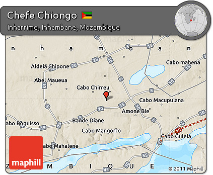 Shaded Relief Map of Chefe Chiongo
