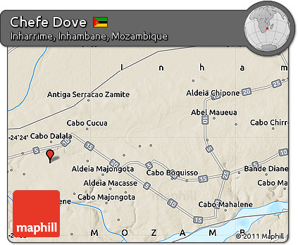 Shaded Relief Map of Chefe Dove