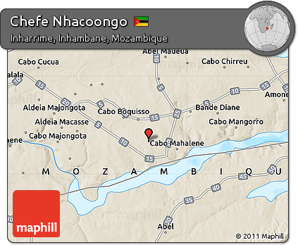 Shaded Relief Map of Chefe Nhacoongo