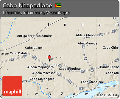 Shaded Relief Map of Cabo Nhapadiane