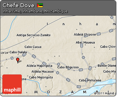 Shaded Relief Map of Chefe Dove