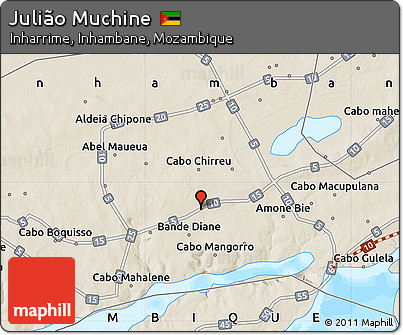 Shaded Relief Map of Julião Muchine