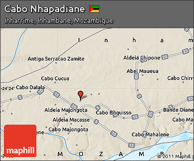 Shaded Relief Map of Cabo Nhapadiane