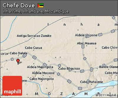 Shaded Relief Map of Chefe Dove