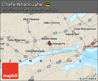 Shaded Relief Map of Chefe Nhancuahe