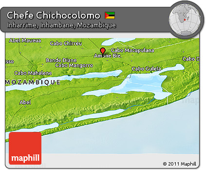 Physical Panoramic Map of Chefe Chichocolomo
