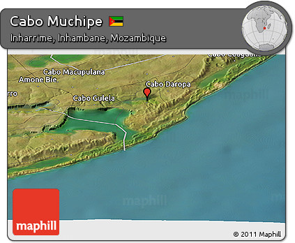 Satellite Panoramic Map of Cabo Muchipe