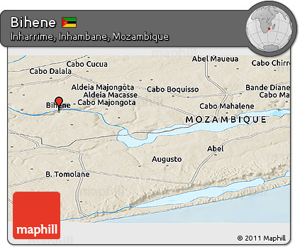 Shaded Relief Panoramic Map of Bihene