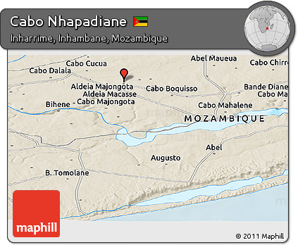 Shaded Relief Panoramic Map of Cabo Nhapadiane