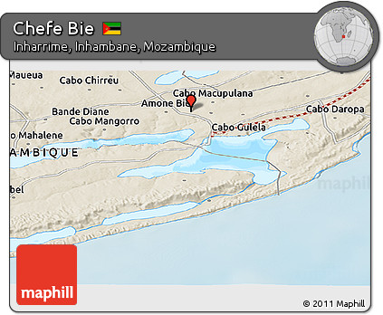 Shaded Relief Panoramic Map of Chefe Bie