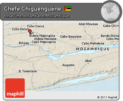 Shaded Relief Panoramic Map of Chefe Chiguenguène