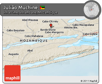 Shaded Relief Panoramic Map of Julião Muchine