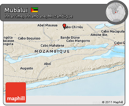 Shaded Relief Panoramic Map of Mubálui
