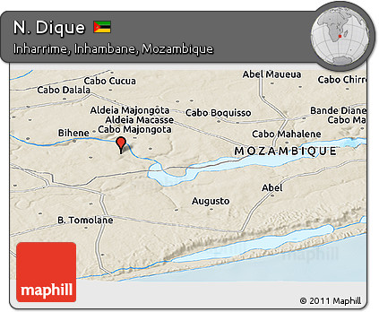 Shaded Relief Panoramic Map of N. Dique