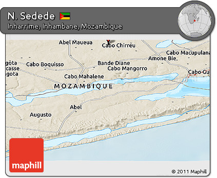 Shaded Relief Panoramic Map of N. Sedede