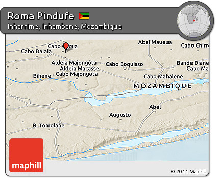 Shaded Relief Panoramic Map of Roma Pindufe