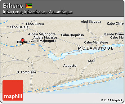 Shaded Relief Panoramic Map of Bihene