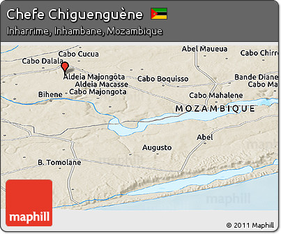 Shaded Relief Panoramic Map of Chefe Chiguenguène