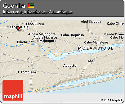 Shaded Relief Panoramic Map of Goenha