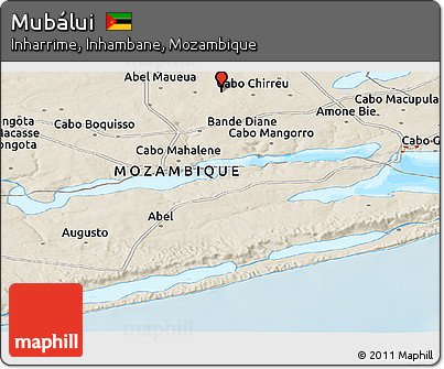 Shaded Relief Panoramic Map of Mubálui