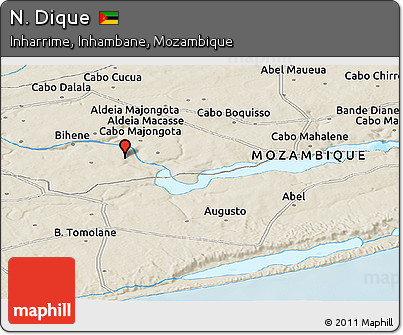 Shaded Relief Panoramic Map of N. Dique