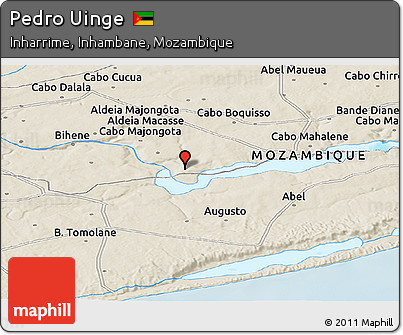 Shaded Relief Panoramic Map of Pedro Uinge