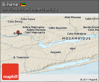 Shaded Relief Panoramic Map of Bihene