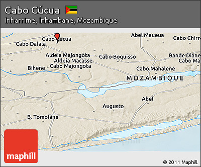 Shaded Relief Panoramic Map of Cabo Cúcua