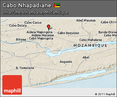 Shaded Relief Panoramic Map of Cabo Nhapadiane