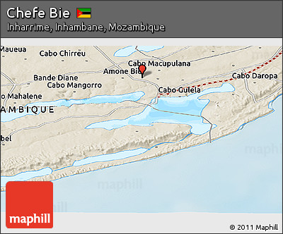 Shaded Relief Panoramic Map of Chefe Bie