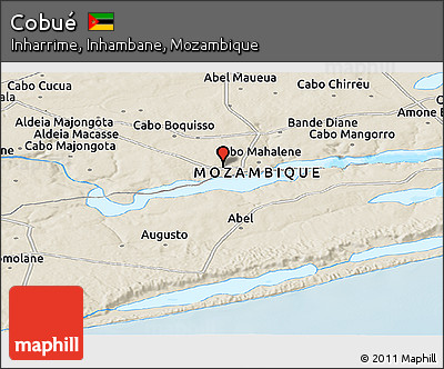 Shaded Relief Panoramic Map of Cobué