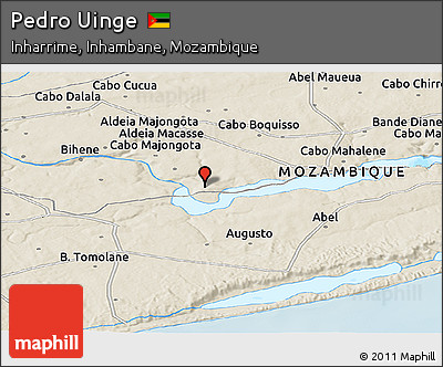 Shaded Relief Panoramic Map of Pedro Uinge