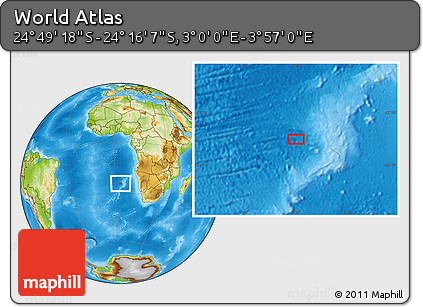 Physical Location Map of the Area around 24° 32' 42" S, 3° 28' 30" E