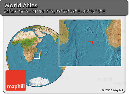 Satellite Location Map of the Area around 24° 32' 42" S, 40° 1' 29" E
