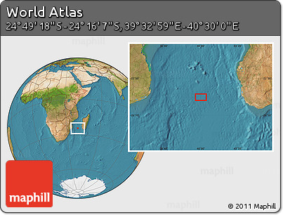 Satellite Location Map of the Area around 24° 32' 42" S, 40° 1' 29" E