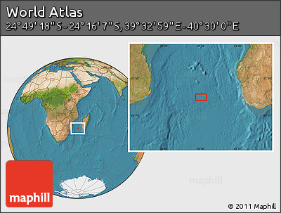 Satellite Location Map of the Area around 24° 32' 42" S, 40° 1' 29" E
