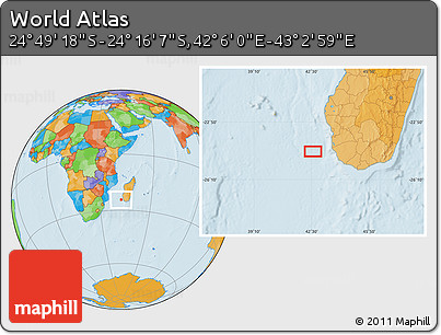 Political Location Map of the Area around 24° 32' 42" S, 42° 34' 30" E
