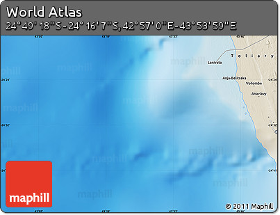 Shaded Relief Map of the Area around 24° 32' 42" S, 43° 25' 29" E