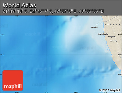 Shaded Relief Map of the Area around 24° 32' 42" S, 43° 25' 29" E