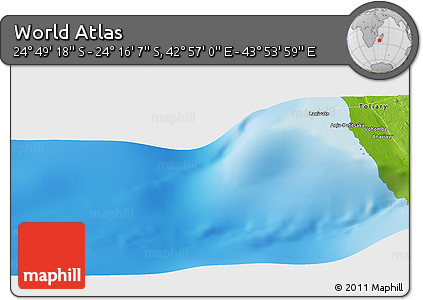 Physical Panoramic Map of the Area around 24° 32' 42" S, 43° 25' 29" E