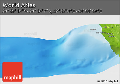Physical Panoramic Map of the Area around 24° 32' 42" S, 43° 25' 29" E