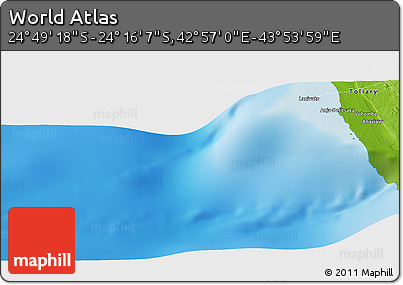 Physical Panoramic Map of the Area around 24° 32' 42" S, 43° 25' 29" E