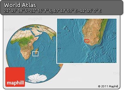 Satellite Location Map of the Area around 24° 32' 42" S, 44° 16' 29" E