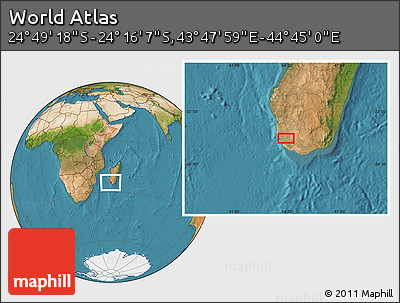 Satellite Location Map of the Area around 24° 32' 42" S, 44° 16' 29" E