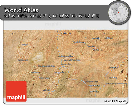Satellite 3D Map of the Area around 24° 32' 42" S, 45° 7' 30" E